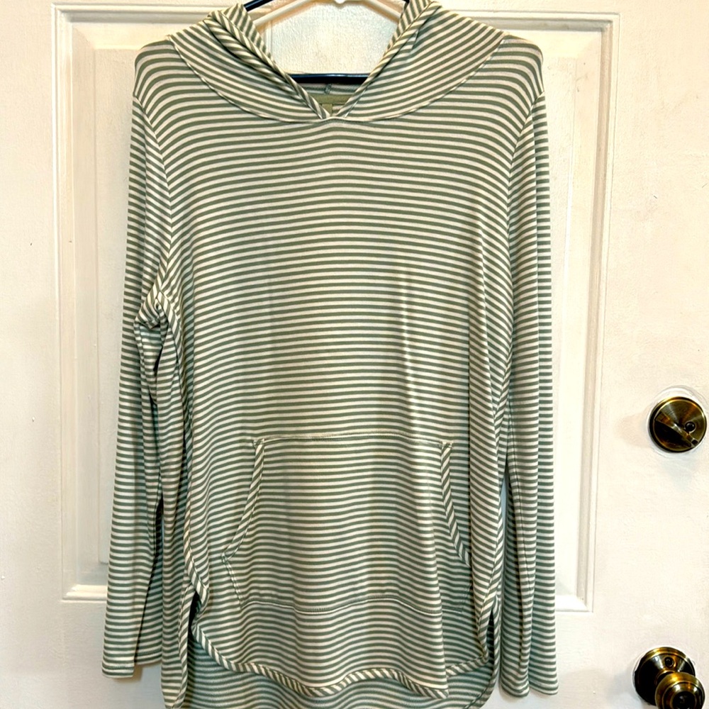 4/$25 Market & Spruce Green and White Striped Hoodie Top LP